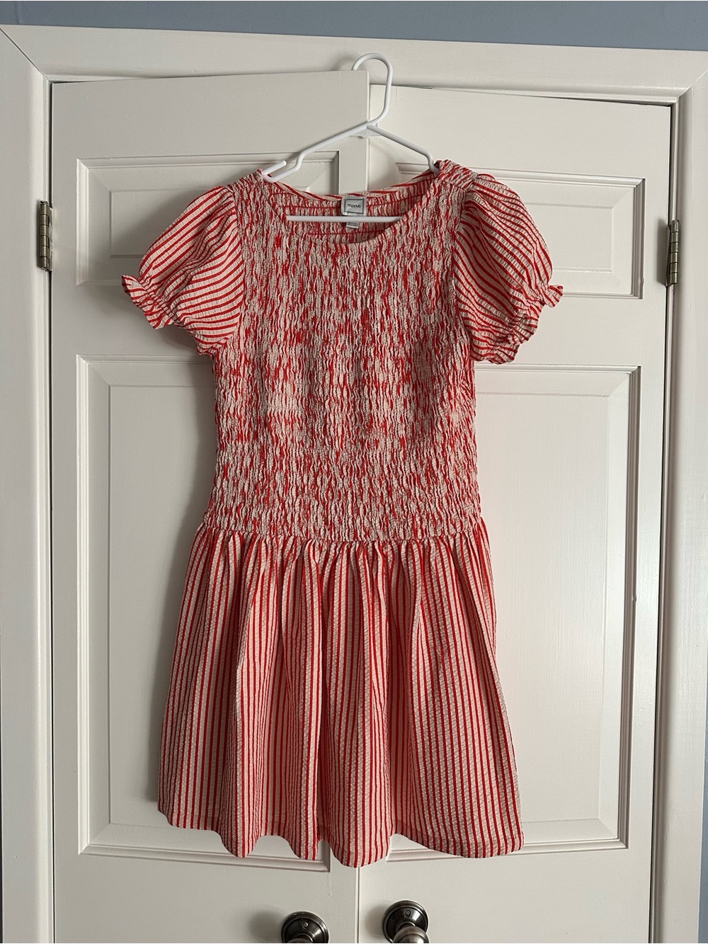 Maeve Red and White Striped Smocked Dress
